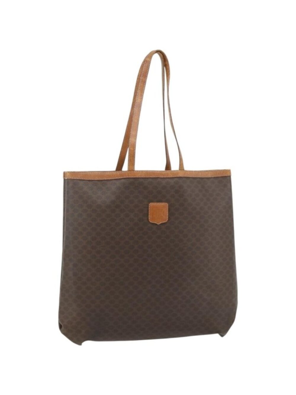 CELINE Macadam Canvas Tote Bag PVC Leather Brown Gold